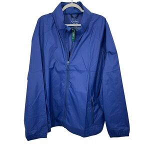 LL Bean Mens Casco Bay Windbreaker Jacket Dark Royal Blue XXXL Lightweight Nylon